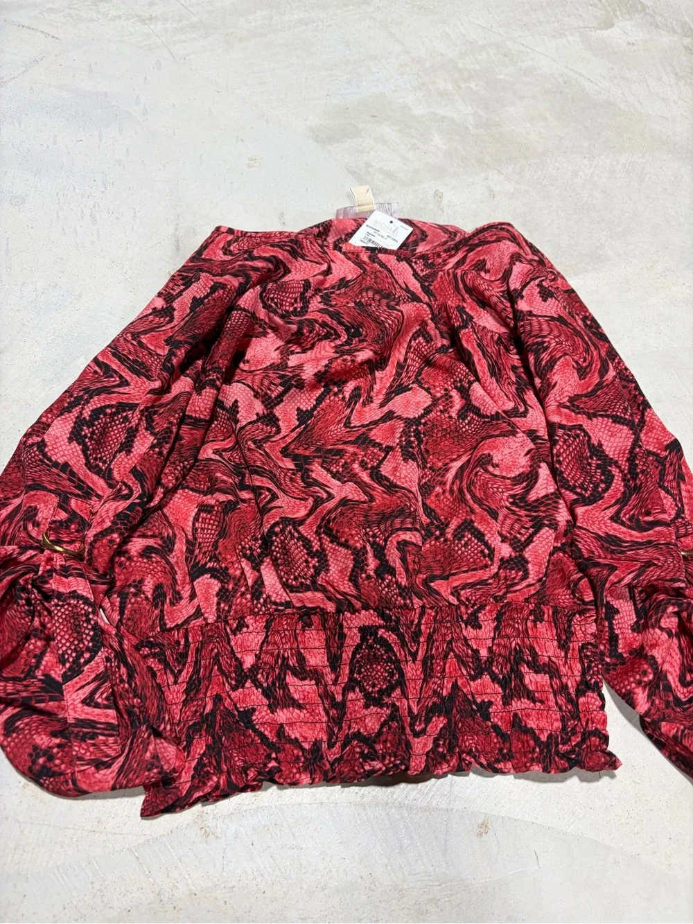 Michael kors NWT Women's Red Snakeskin-Print Long Sleeve Blouse XS MSRP$90